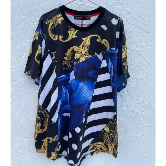 Hudson Outerwear Mens Pullover Short Sleeve Crew Neck T Shirt Top Multi … - Picture 1 of 9